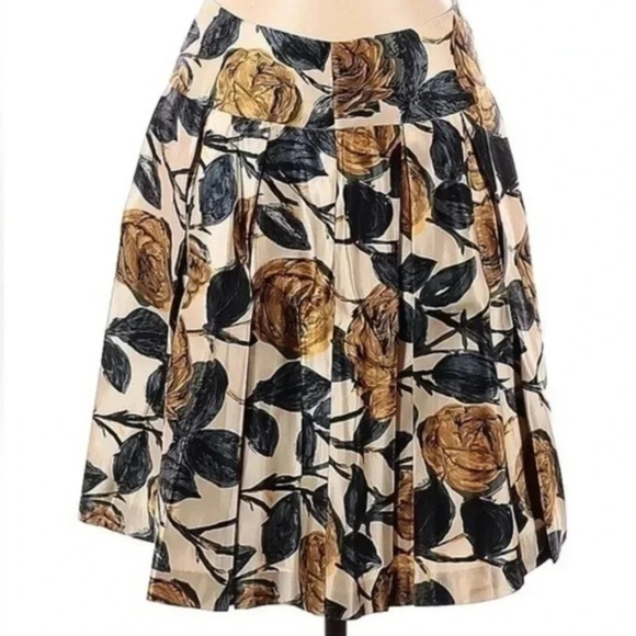 An Original Milly of New York 100% Silk Floral Fit & Flare Pleated Skirt Size 8 - Picture 1 of 8